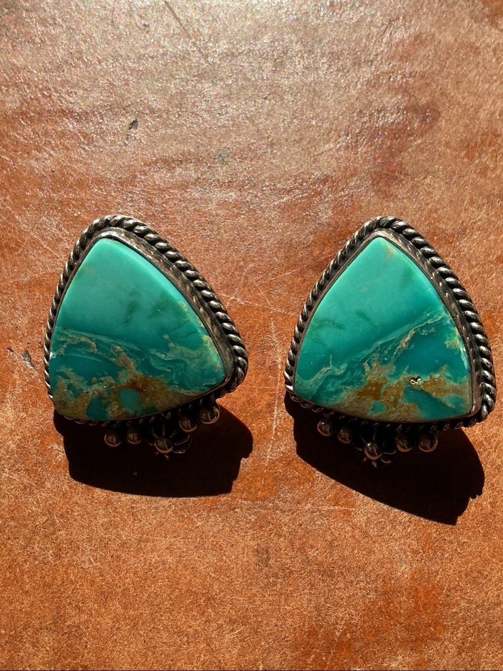 Andy Cadman Navajo Sterling Silver Natural Turquoise Post Earrings